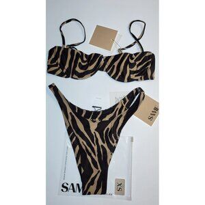 SAME Los Angeles Bikini Two Piece Size XS Womens Zebra Print Underwire Bottom 90